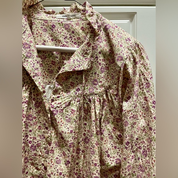 Emerson Fry Cecile Blouse Purple Calico Floral Sz XS - Picture 7 of 8